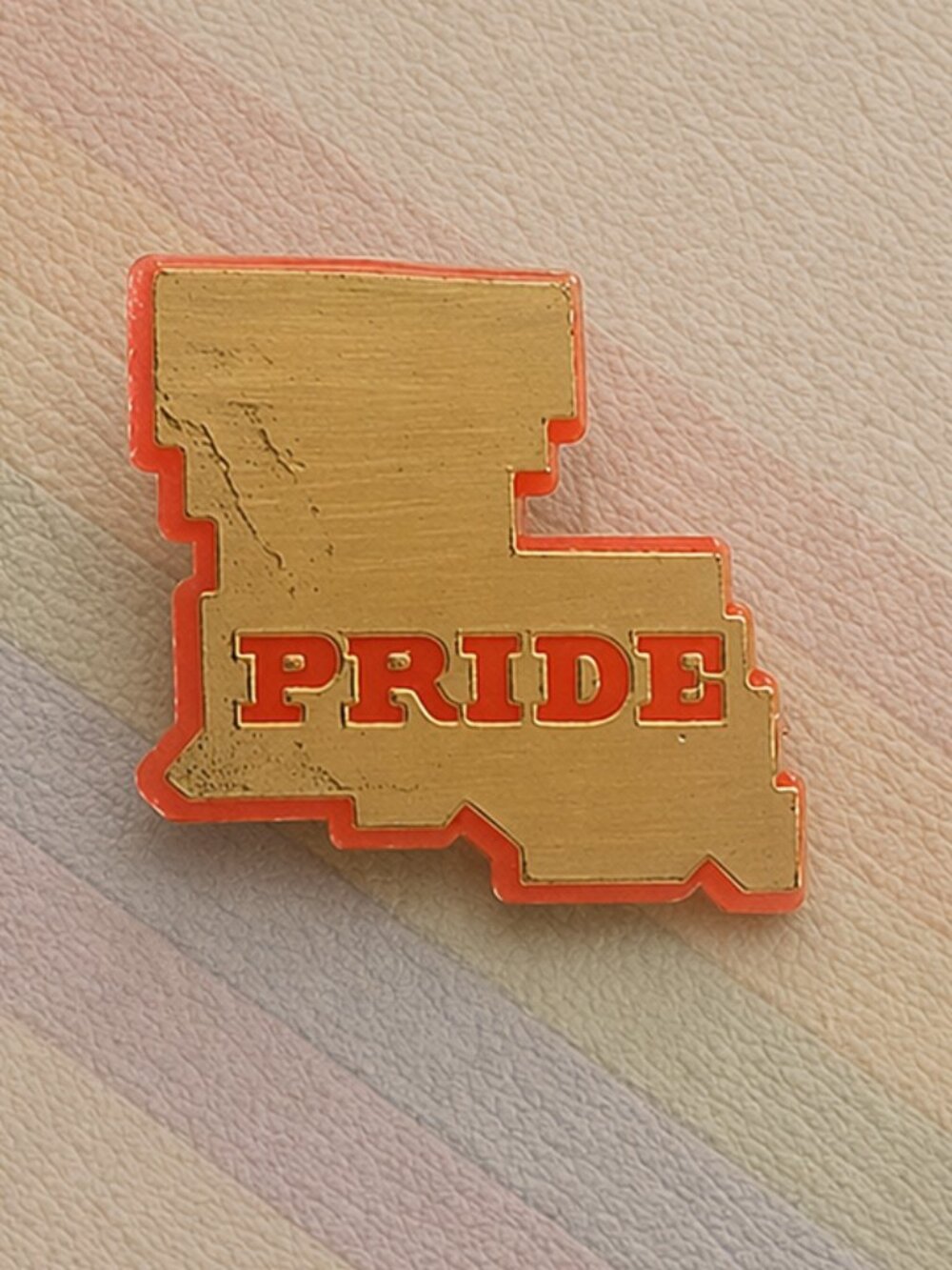 Louisiana Pride Lapel Pin - Vintage LA Gay Pride LGBTQ Queer State Map Souvenir